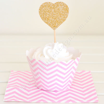 Chevron Pink Cupcake Wrapper - Pack of 12