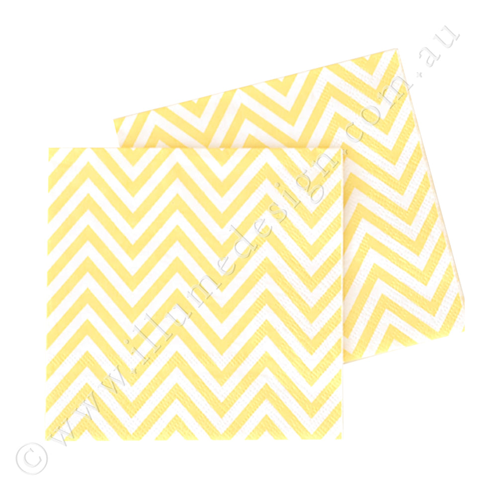 Chevron Yellow Napkin - Pack of  20
