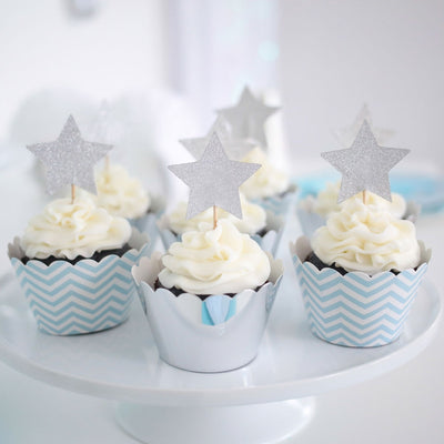 Chevron Blue Cupcake Wrapper - Pack of 12