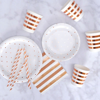 Rose Gold Dots Large Plate - Pack of 10