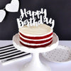 Happy Birthday Silver Glitter Cake Topper - 1 Pce