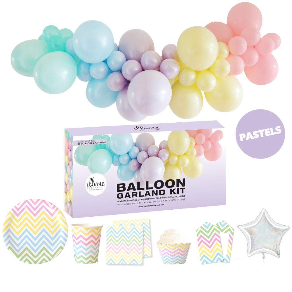 Balloon Garland Kit - PASTELS - with FREE Partyware