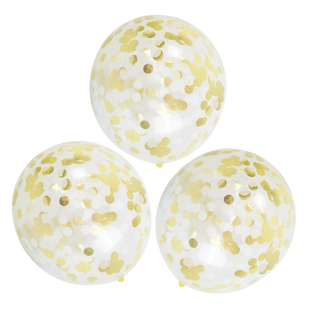 Confetti Balloons - Pack of 3 - Gold