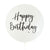 Balloon Jumbo Round Printed Happy Birthday - White With Black Print