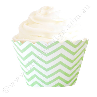 Chevron Green Cupcake Wrapper - Pack of 12