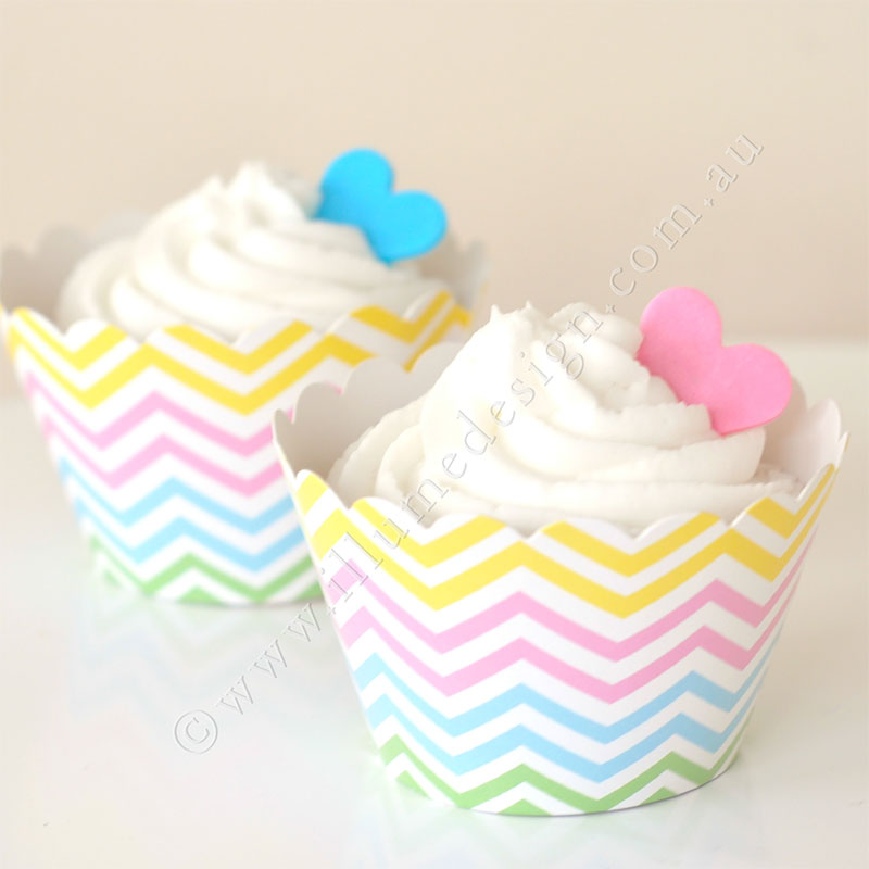 Chevron Pastel Cupcake Wrapper - Pack of 12