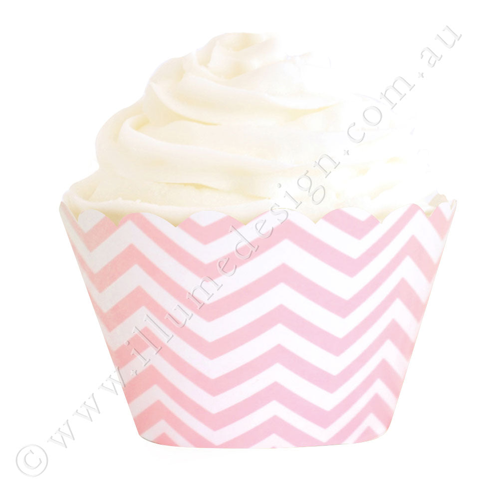Chevron Pink Cupcake Wrapper - Pack of 12