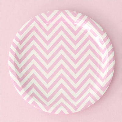 Chevron Pink Large Plate - Pack of 12