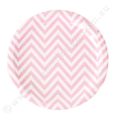 Chevron Pink Large Plate - Pack of 12