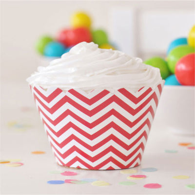 Chevron Red Cupcake Wrapper - Pack of 12