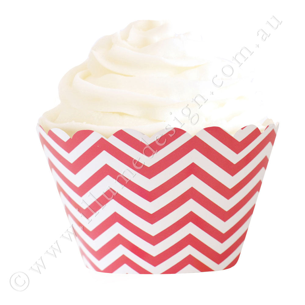 Chevron Red Cupcake Wrapper - Pack of 12