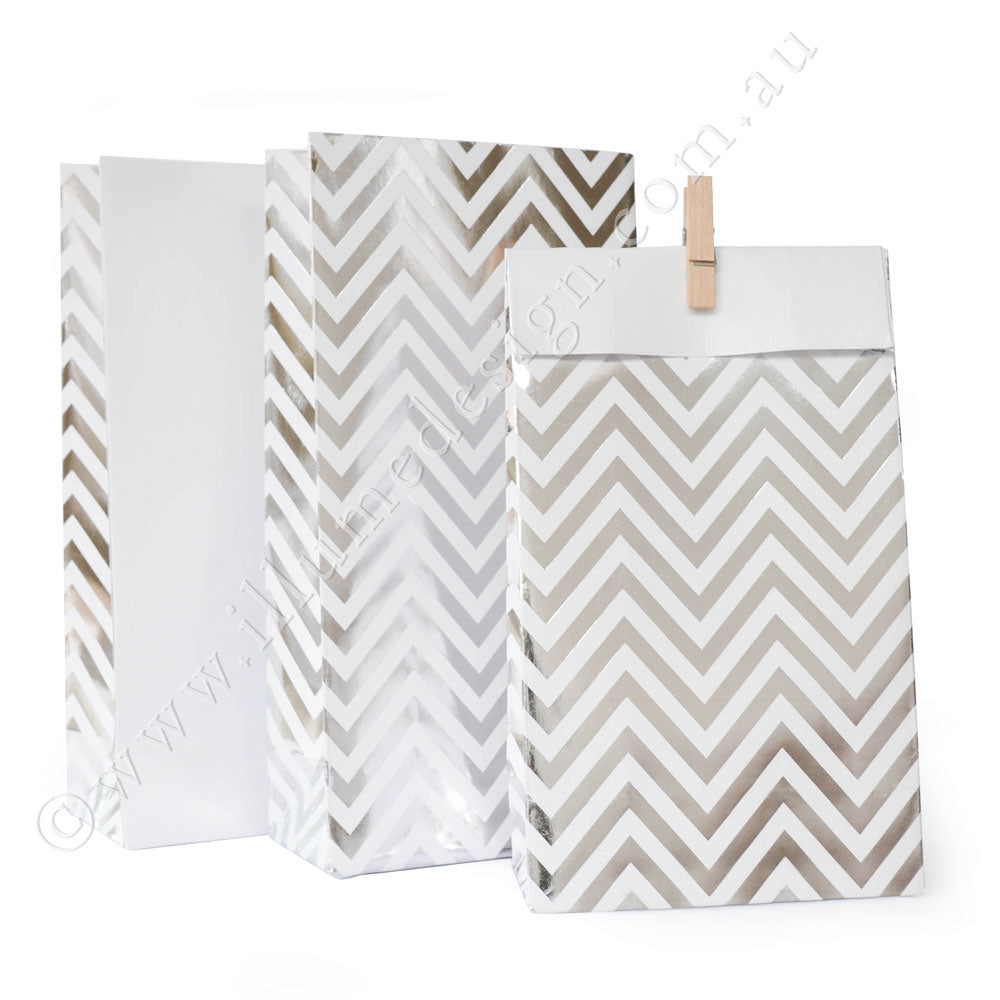 Silver Chevron - Treat Bag - Pack of 12