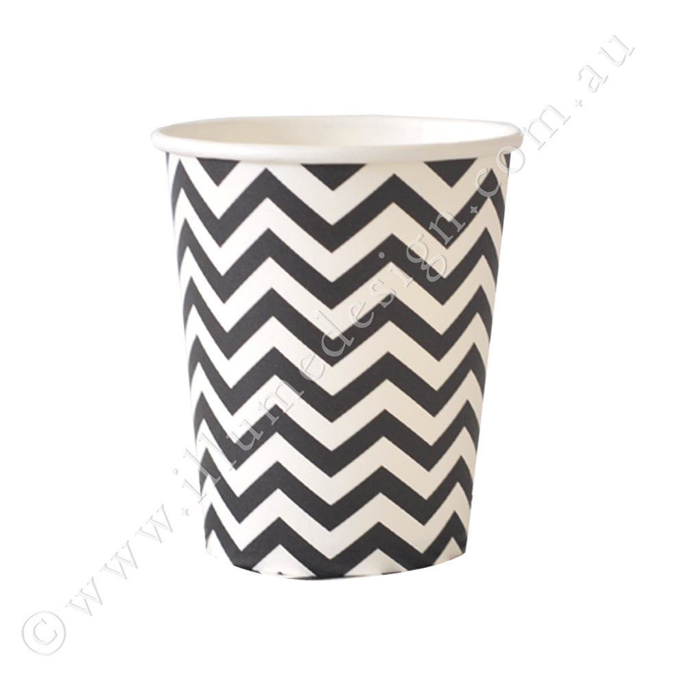 Chevron Black Cup - Pack of 12