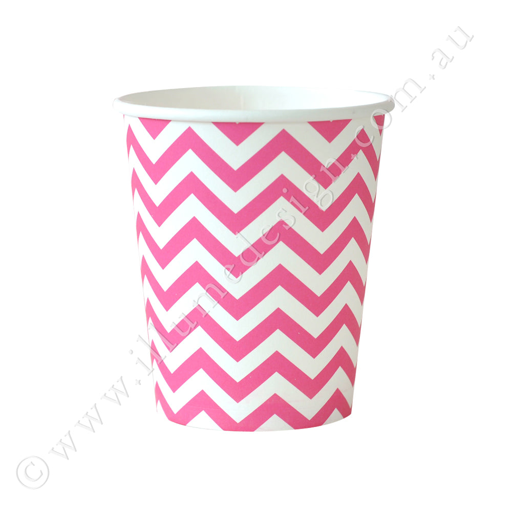 Chevron Hot Pink Cup - Pack of 12