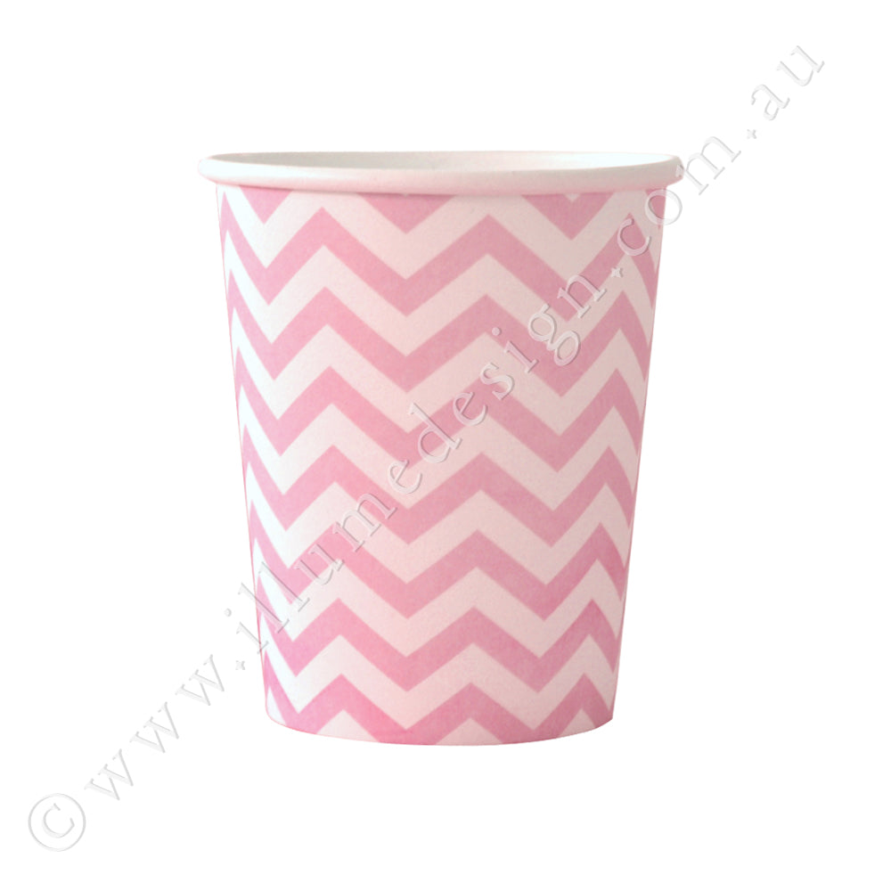 Chevron Pink Cup - Pack of 12