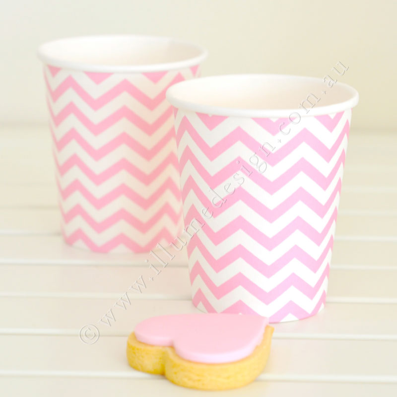 Chevron Pink Cup - Pack of 12