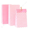 Chevron Pink Treat Bag with Gold Thank You Tag