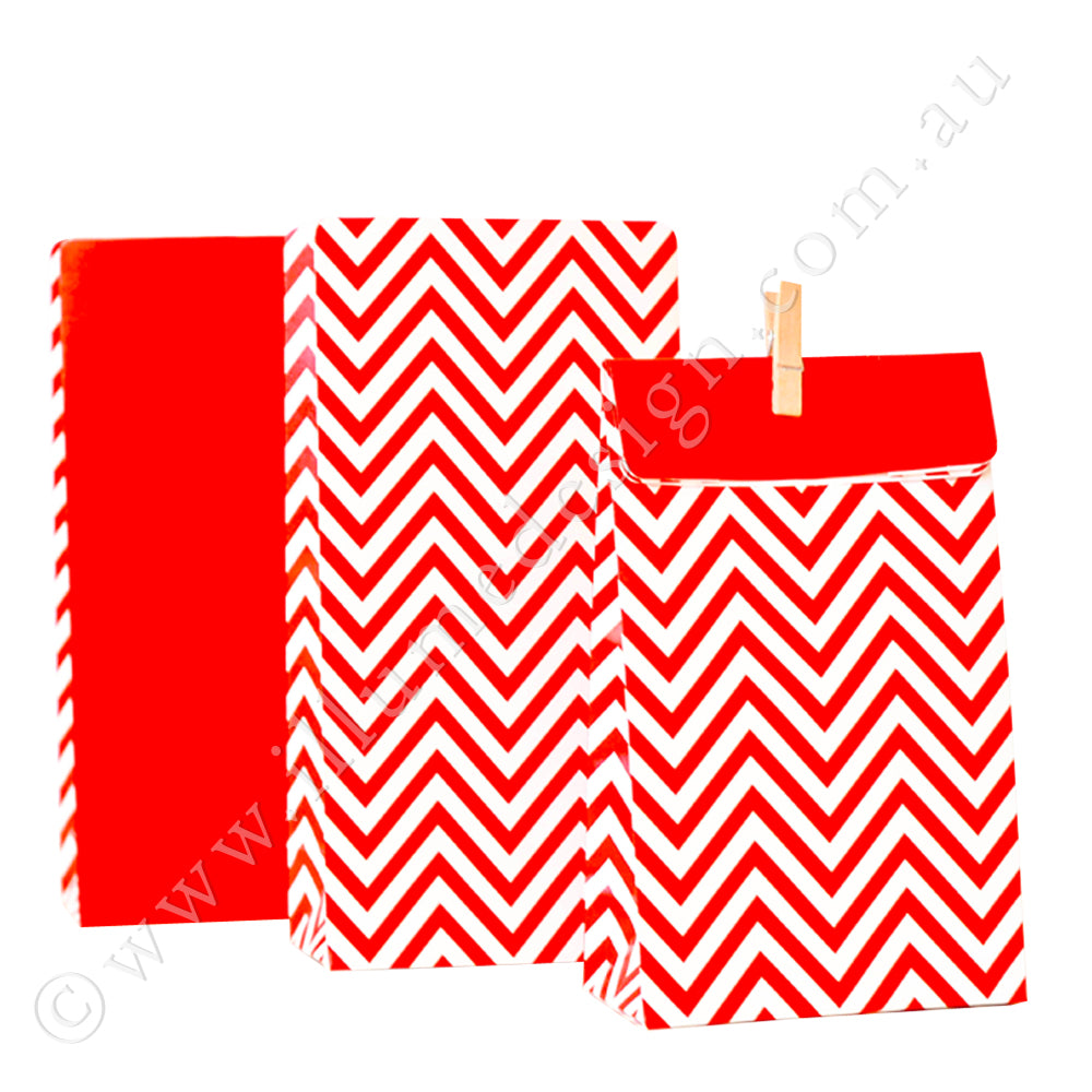 Chevron Red - Treat Bag - Pack of 12