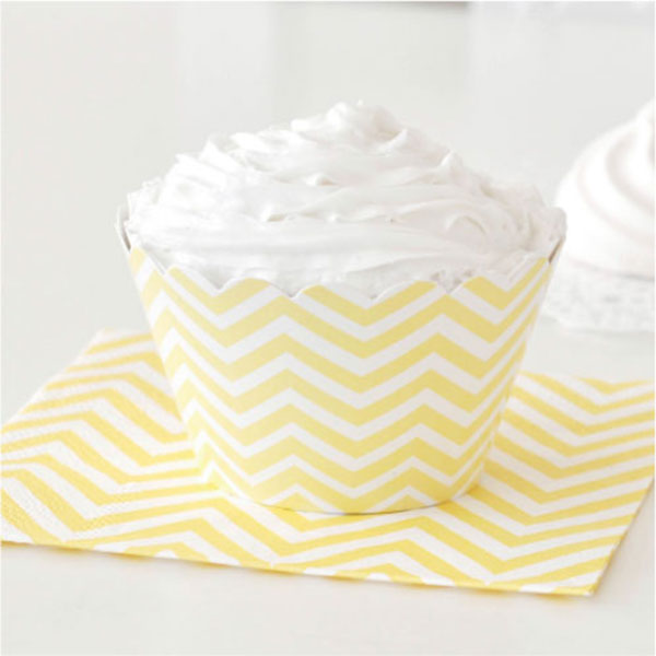 Chevron Yellow Cupcake Wrapper - Pack of 12