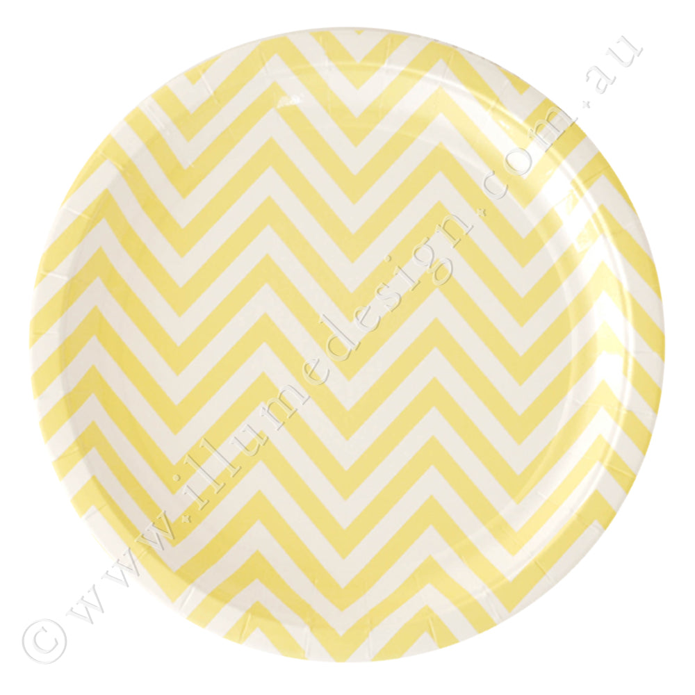 Chevron Yellow Large Plate - Pack of 12