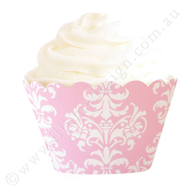Damask Pink Cupcake Wrapper - Pack of 12