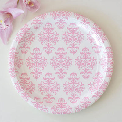 Damask Pink Large Plate - Pack of 12