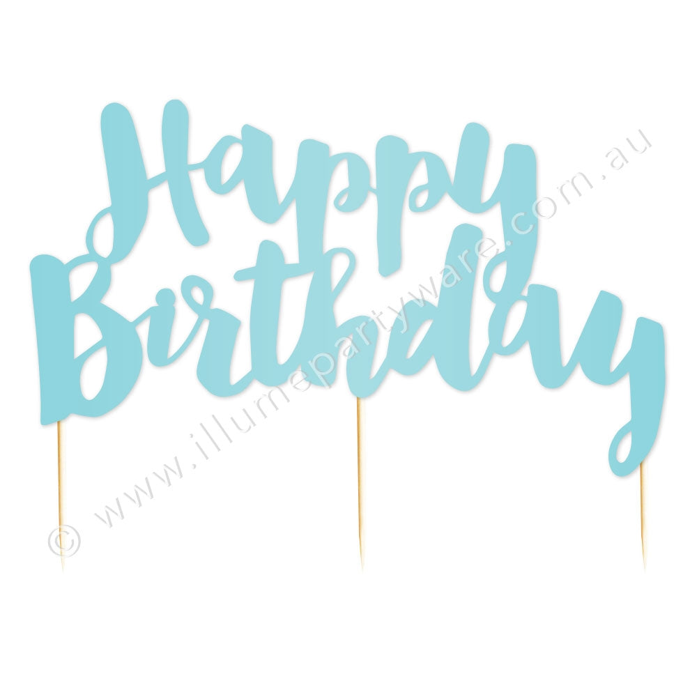 Happy Birthday Blue Foil Cake Topper - 1 Pce