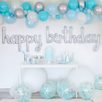 Balloon Garland Kit - BLUE & SILVER - with FREE Partyware