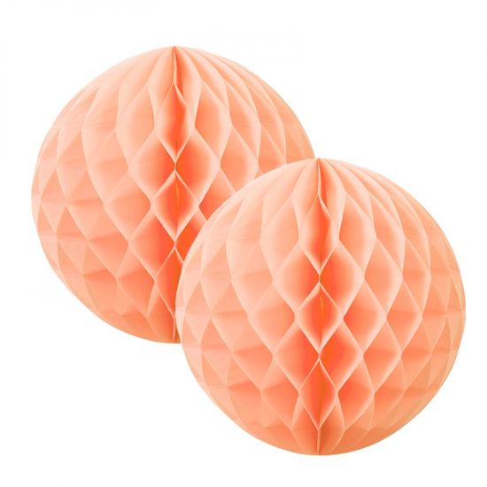 Peach Honeycomb Balls - 15cm - Pack of 2