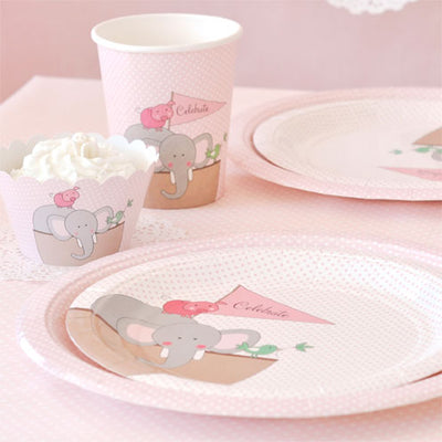 Noahs Ark Pink Large Plate - Pack of 12