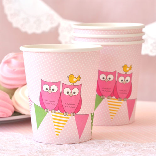Owl Pink Cup - Pack of 12