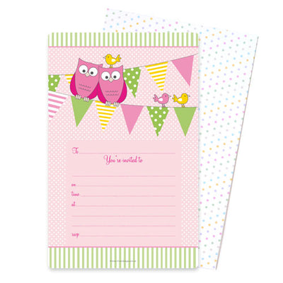 Owl Pink Invite - Pack of 12