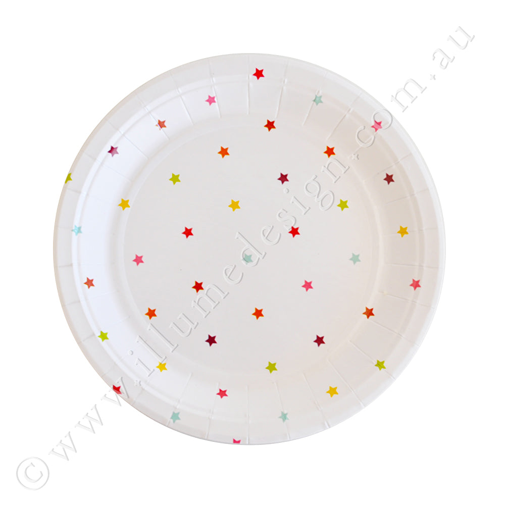 Rainbow Stars Dessert Plate - Pack of 10