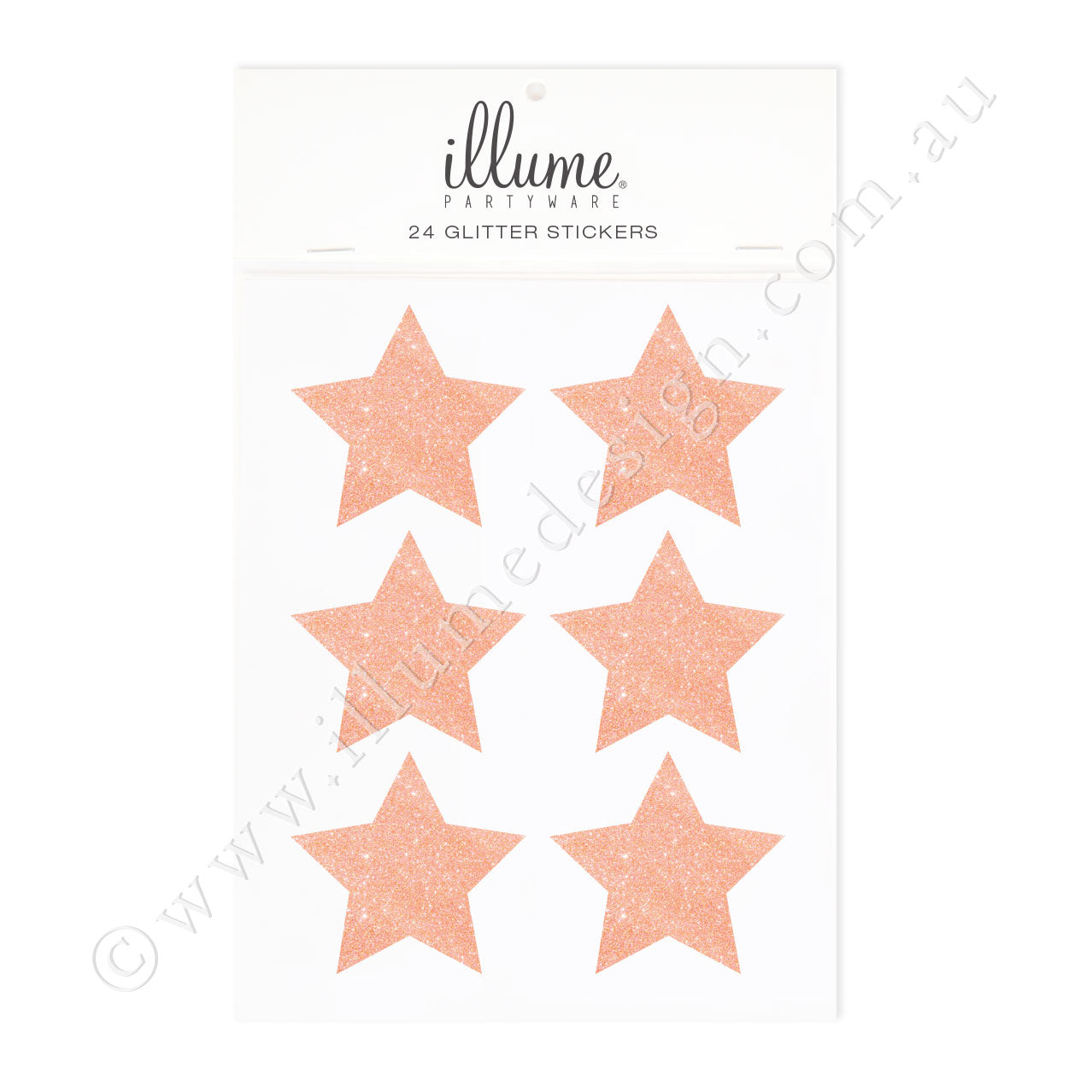 Rose Gold Glitter Star Sticker Seals - Pack of 24