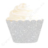 Silver Glitter Cupcake Wrapper - Pack of 12